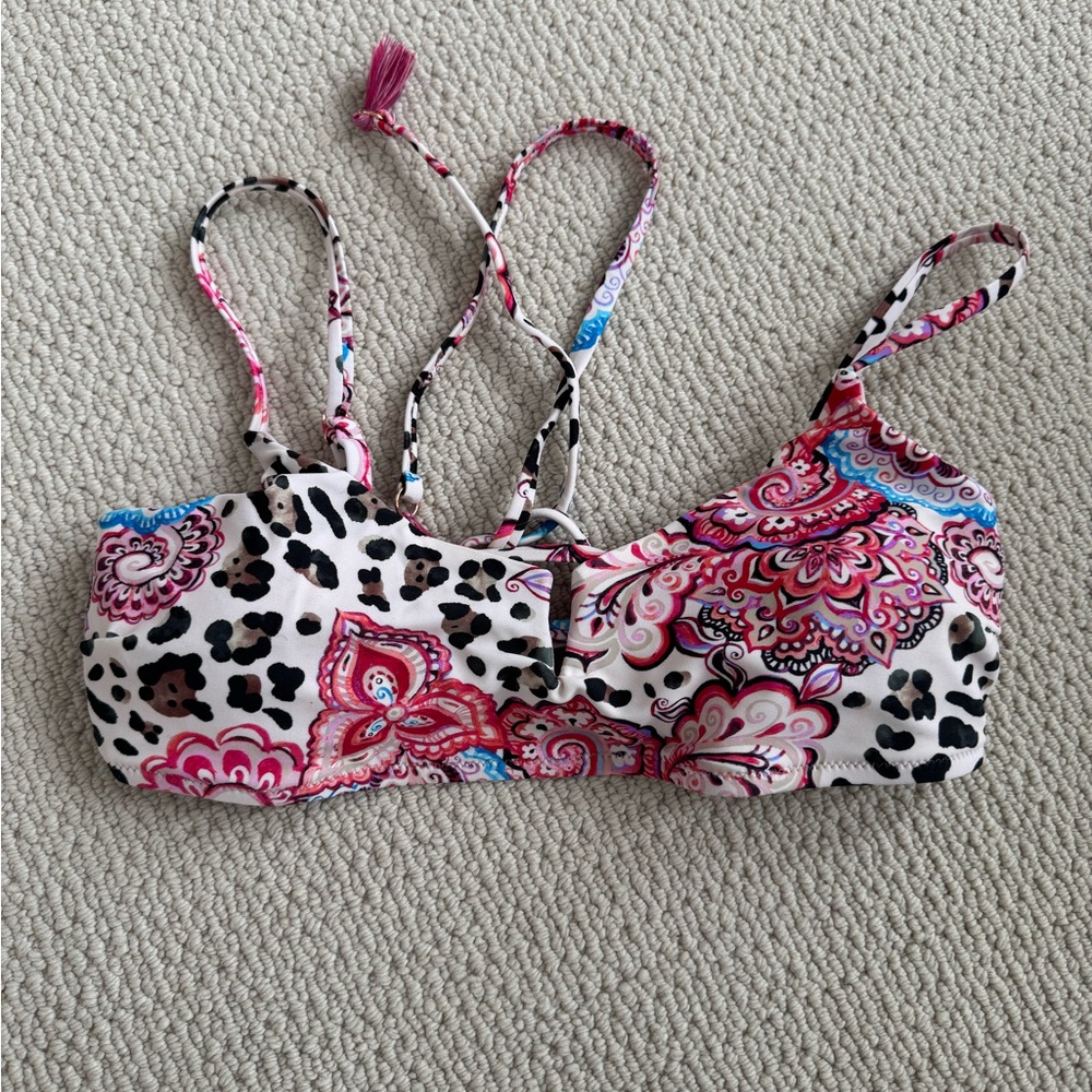 Nanette Lepore Leopard Print Paisley Swimsuit Top